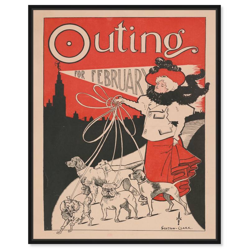 Outing for February 1896 Canvas by Art Remedy - Black - 30" x 36"