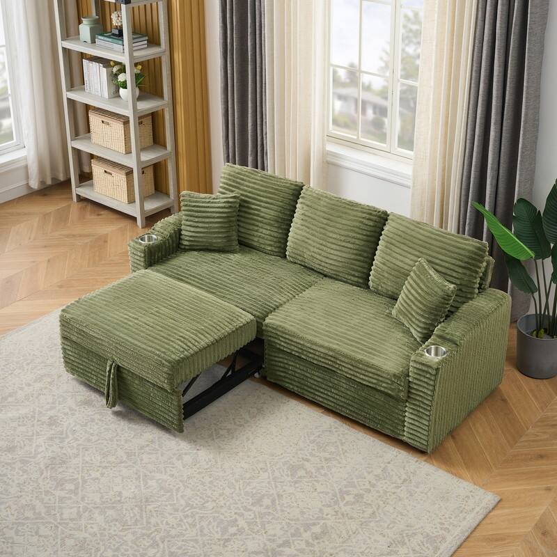 80" Cordylona Sofa, Cup Holder, Ottoman Storage