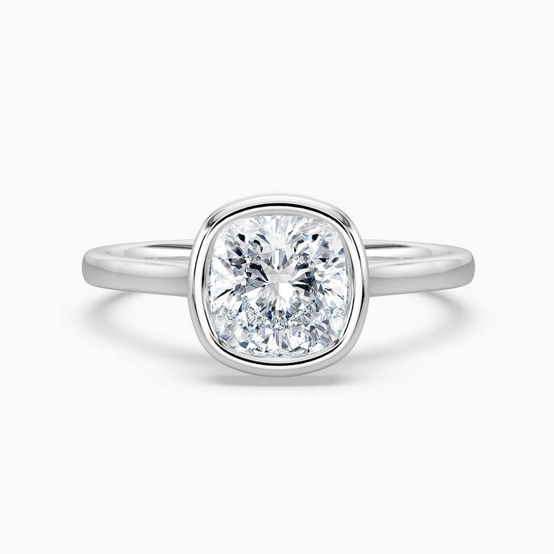 Auriya 14k Gold Lab Grown Cushion Diamond Bezel Unique Hidden Halo Engagement Ring 1.00 to 5.00 ct. tw. (F-G, VS) - 5.5 - 2.50 carats - White