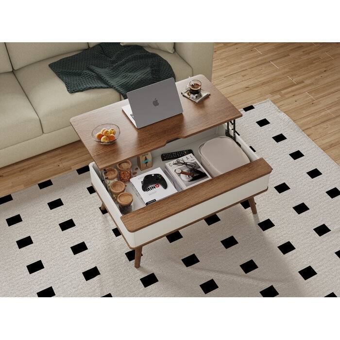 Elevatelux Rectangle Lift Top Square Coffee Table With Storage 37 x 23.5''