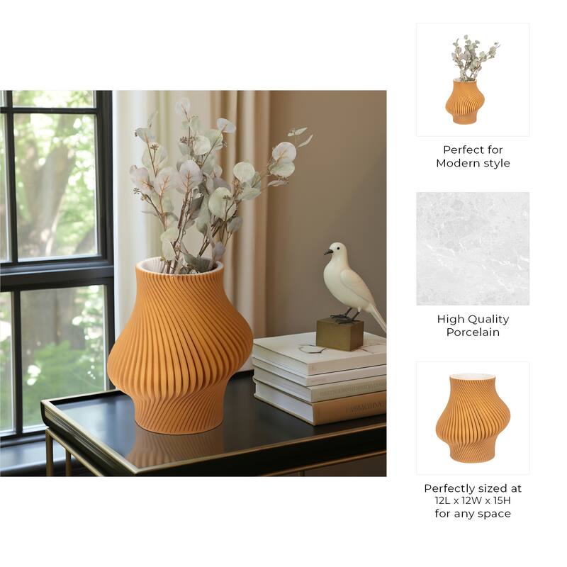 Sagebrook Home Seymour 3D Printed Vase, Apple Cinnamon, Novelty