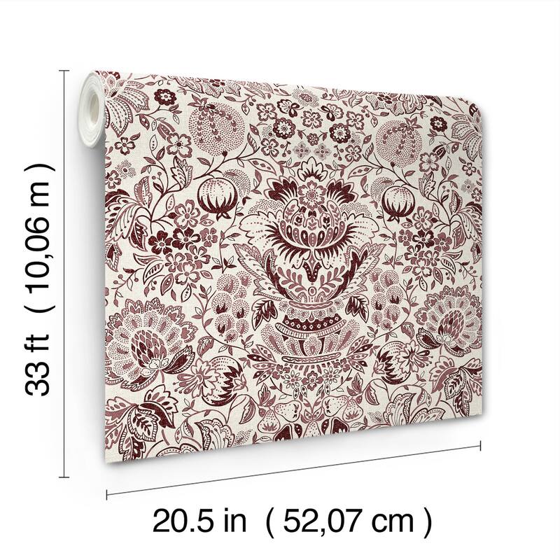 A-Street Prints Blanche Plum Floral Damask Wallpaper