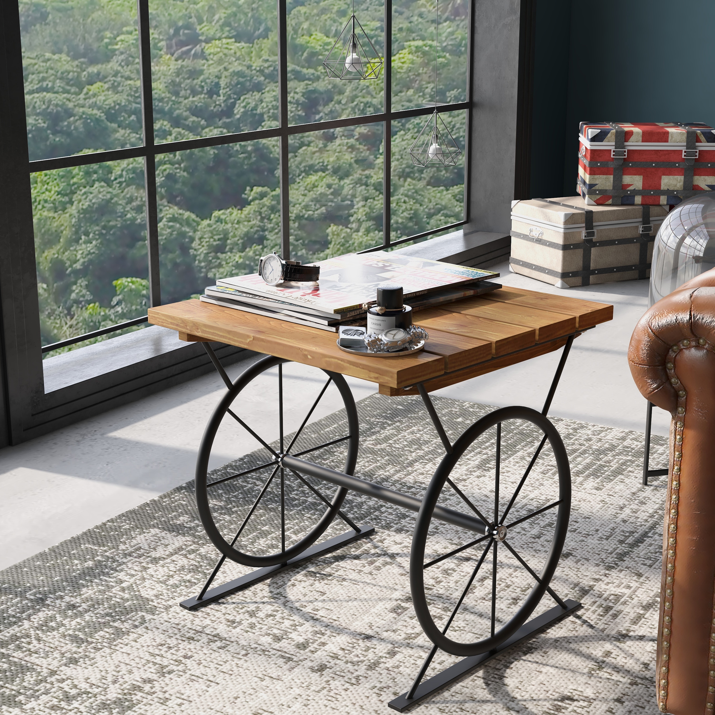 Carbon Loft Dietrich Industrial 19-inch Metal Wheel Side Table