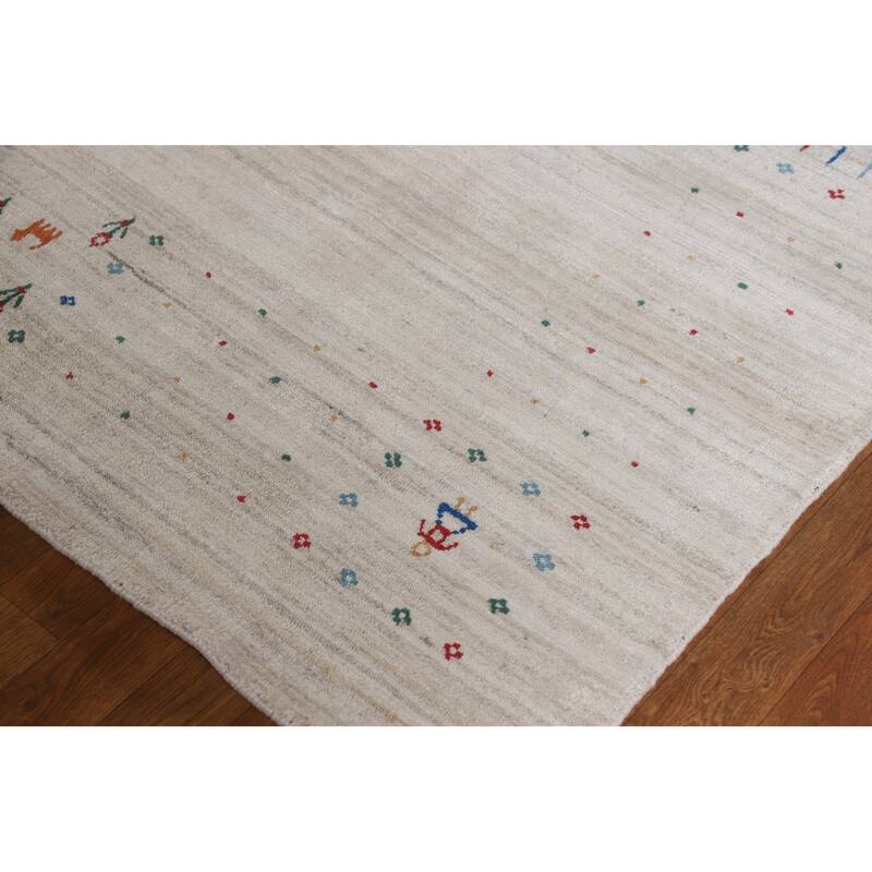 Hand Knotted Oriental 100% Wool Carpet Tribal Tribal Beige & Ivories Gabbeh Area Rug - 9' 11'' X 8' 0''