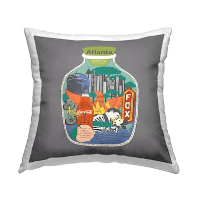 Stupell Atlanta Landmarks Educational Facts Printed Throw Pillow Design by Sangita Bachelet