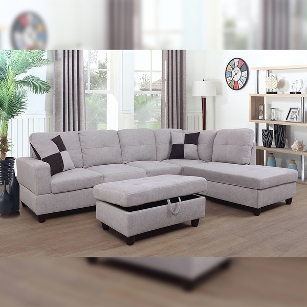 L-Shaped Sectional Sofa with Ottoman