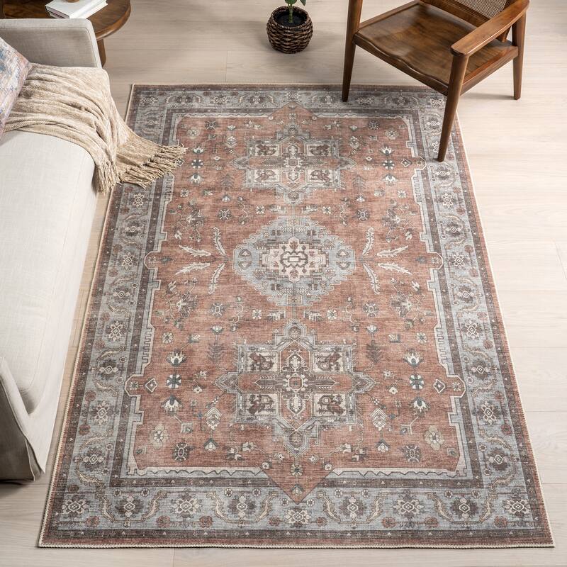 Nuloom Green Haven Collection Daleyza Recycled Cotton Machine Washable Area Rug - 4' x 6' - Rust