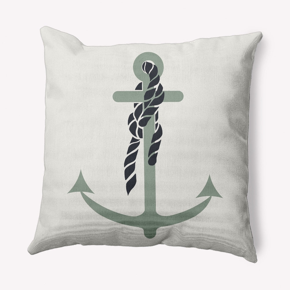 Anchor and Rope Nautical Indoor/Outdoor Throw Pillow