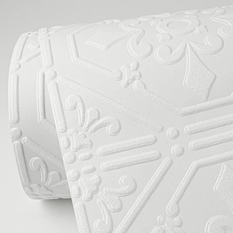 Brewster Brewster Brooklyn White Tin Paintable Wallpaper - 396in x 20.9in x 0.025in