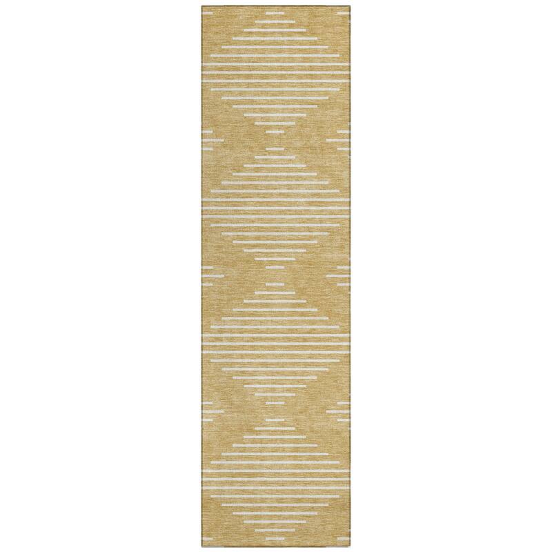 Machine Washable Indoor/ Outdoor Modern Stripe Chantille Rug