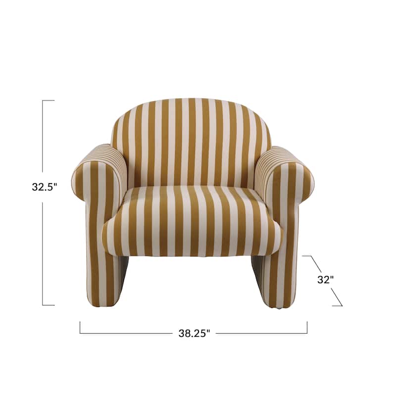 Fabric Upholstered Striped Chair - 38.38"L x 32.0"W x 32.63"H