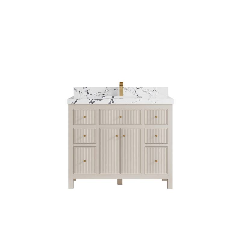 Willow Collections 42 in W x 22 in D Sonoma Free Standing Reeded Single Sink Bathroom Vanity with Countertop