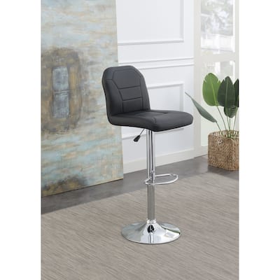 Bar Stool In Black Faux Leather