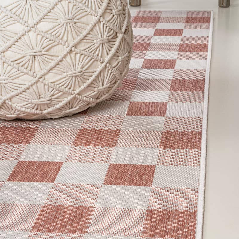 JONATHAN Y Biot Traditional Geometric Bold Gingham Black/Cream Indoor/Outdoor Area Rug