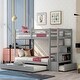 preview thumbnail 10 of 16, Twin Over Twin/King Size Extendable Bunk Bed with Trundle and Storage Stairs Gray