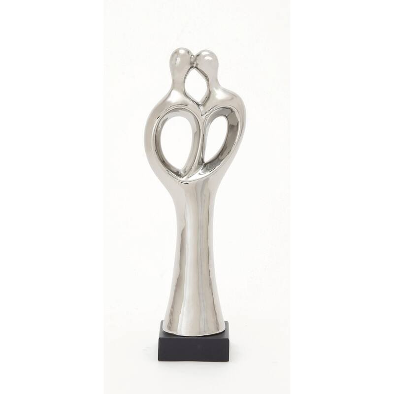 Porcelain Ceramic Family Decorative Sculpture - Silver - Roche River Decor - Silver