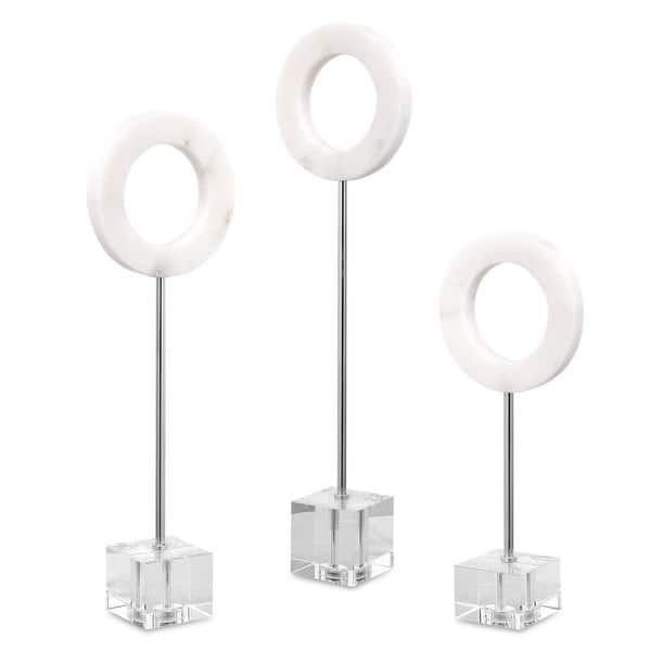 slide 2 of 5, Uttermost 17871 Coin Toss 22" Tall Crystal and Marble Abstract Table Crystal / Chrome / White