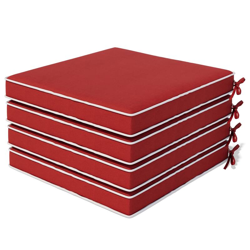 VredHom 17''/18.8'' Square Outdoor Chair Pad (Set of 2/4) - CHILI-4PC - 18.8''x18.8''x2.8''