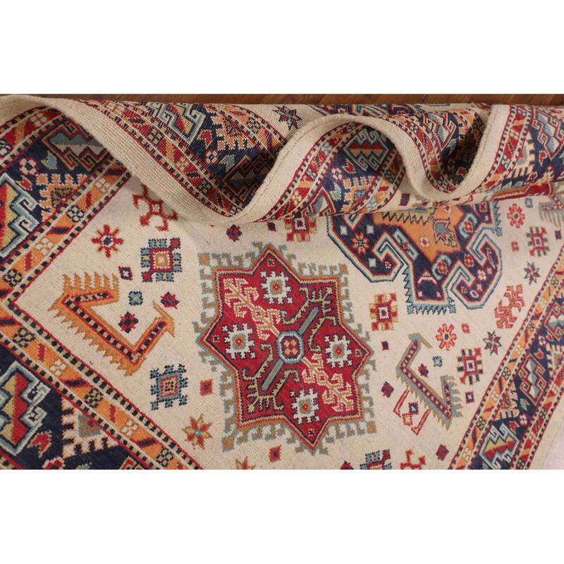 Kazak Area Rug Hand-Knotted Oriental Wool Carpet - 3'11" x 6'0"