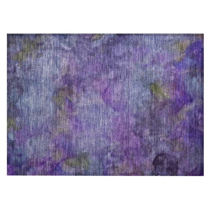 Machine Washable Indoor/ Outdoor Abstract Contemporary Chantille Rug