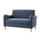 preview thumbnail 12 of 62, HULALA HOME Adika 51"W Farmhouse Striped Linen Upholstered Loveseat with Solid Wood Spindle Legs