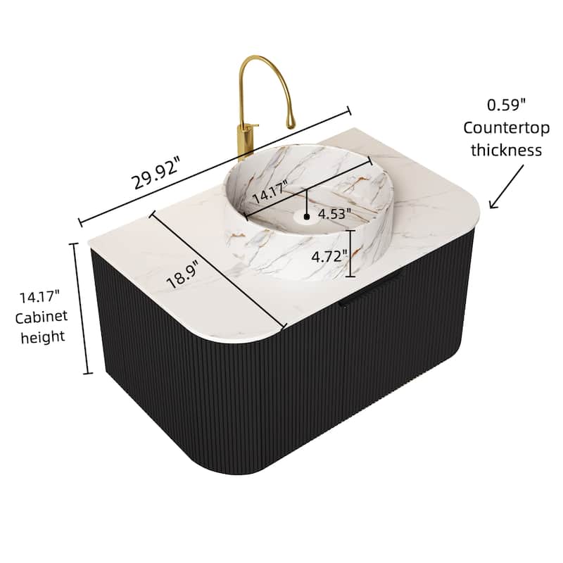 Wall-Mounted Floating Bathroom Vanity with Sink