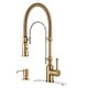 preview thumbnail 41 of 87, WOWOW Single Handle Gooseneck Pull Down Sprayer Kitchen Faucet With Soap Dispenser - Chrome and Gold