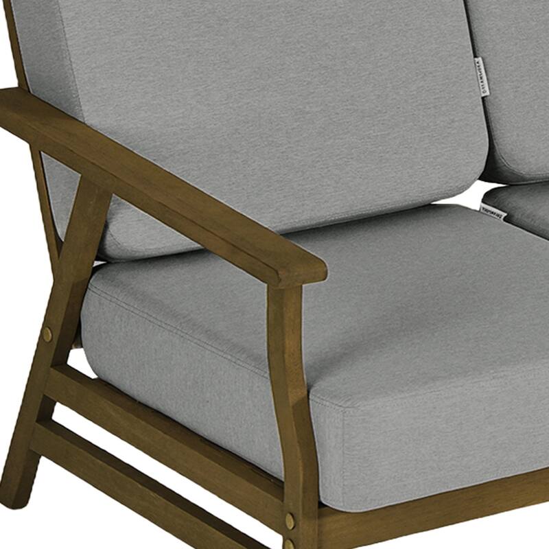 Modern Wood Outdoor Patio Sofa Loveseat with Cushion