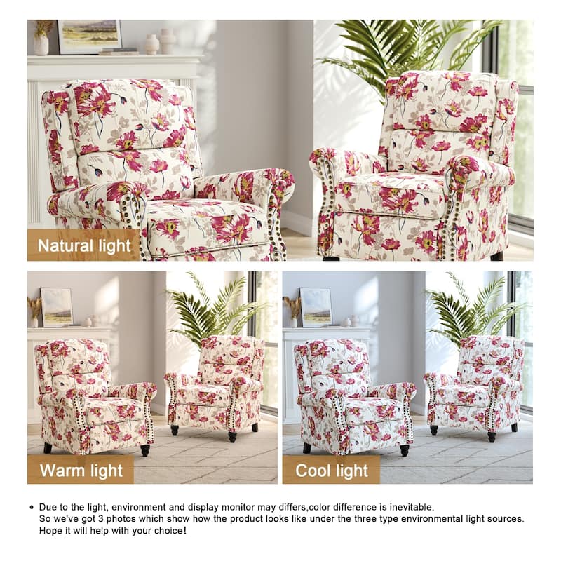 Nail-head Padded Seat Pushback Recliner Chair