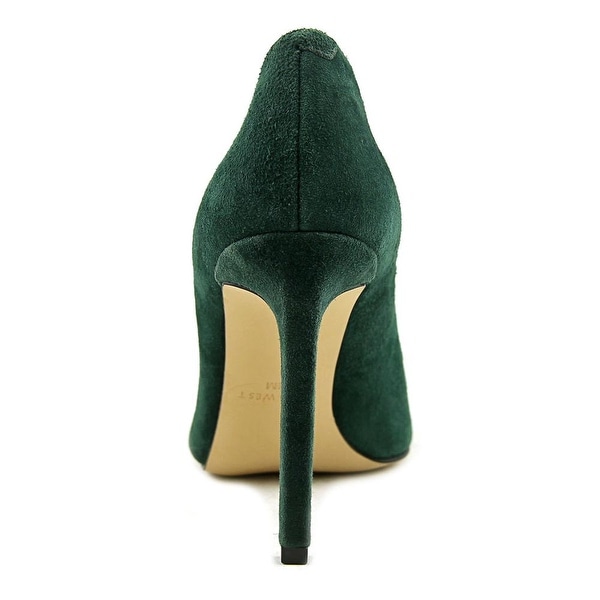 Women Pointed Toe Suede Green Heels 