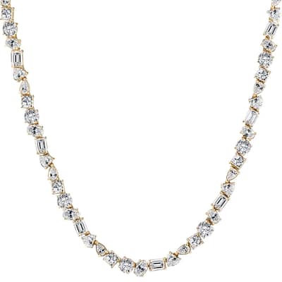 45Ct Fancy Diamond Multi Shape Tennis Necklace Gold Lab Grown