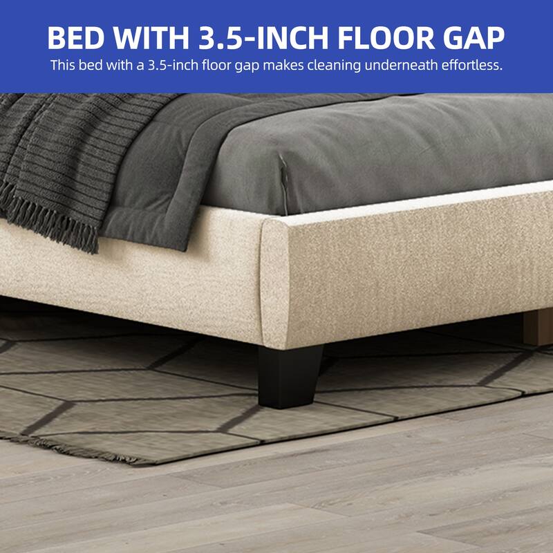 58" Tall Wingback Storage Headboard Bed Frame with USB Charging Stations and Deep Button Tufted