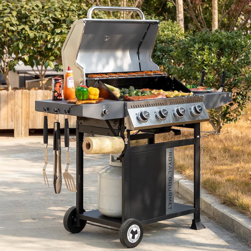 Royal Gourmet 4-Burner Gas Grill with Side Shelves