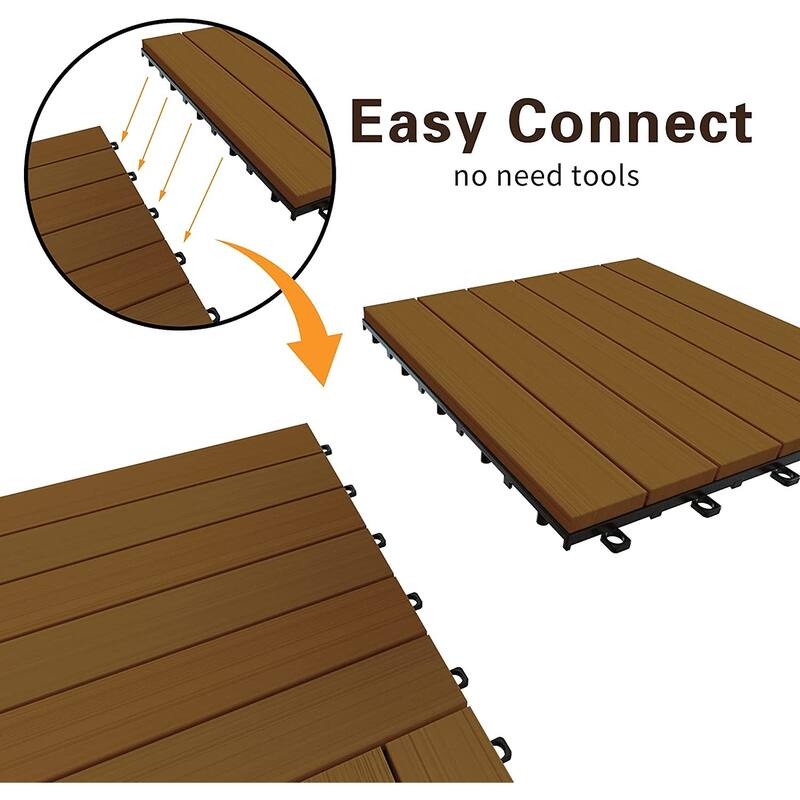 MCombo Deck Tiles 12"x12" 10Pcs, Acacia Wood WF01/02/22/33/44