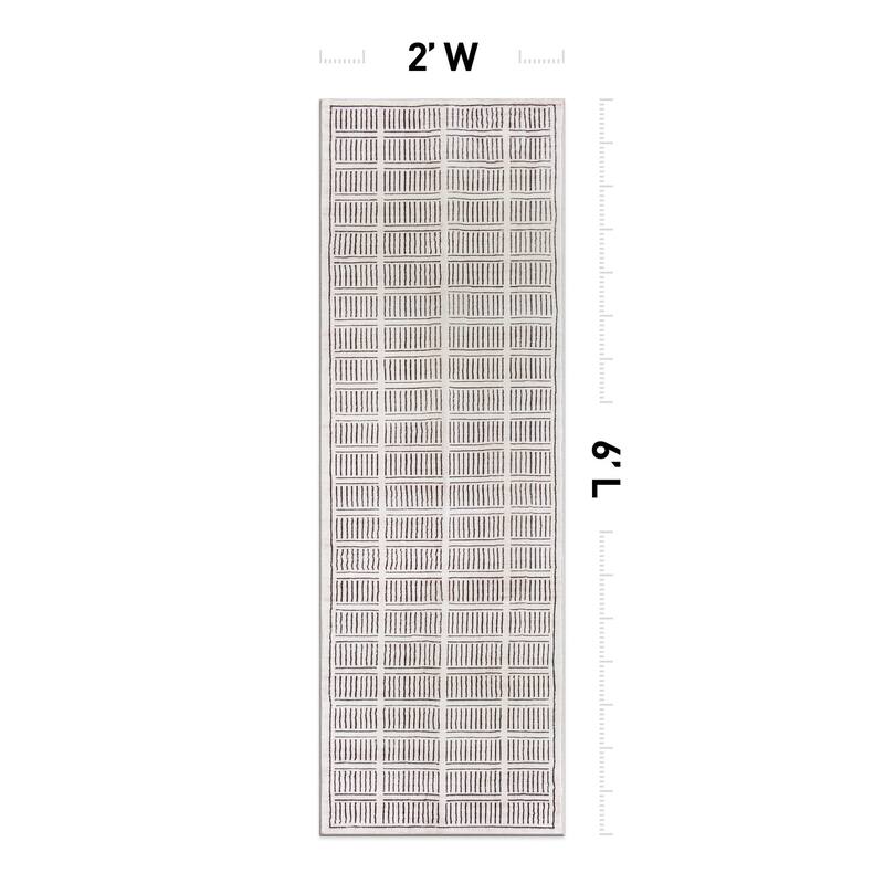 World Rug Gallery Bohemian Stripe Lines Washable Non Slip Area Rug