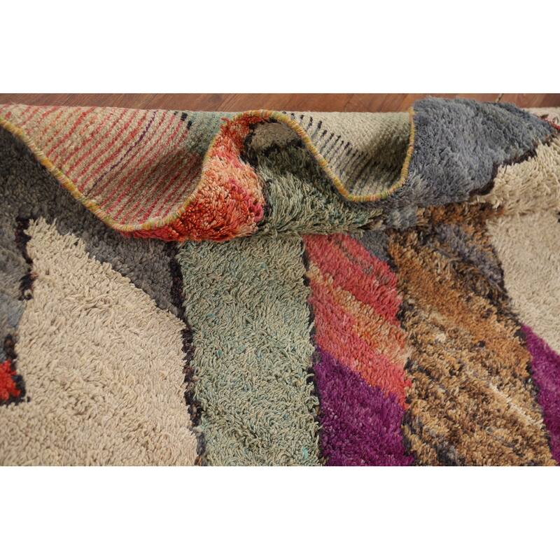 Plush Moroccan Abstract Area Rug Handmade Wool Carpet - 4'8" x 8'6"