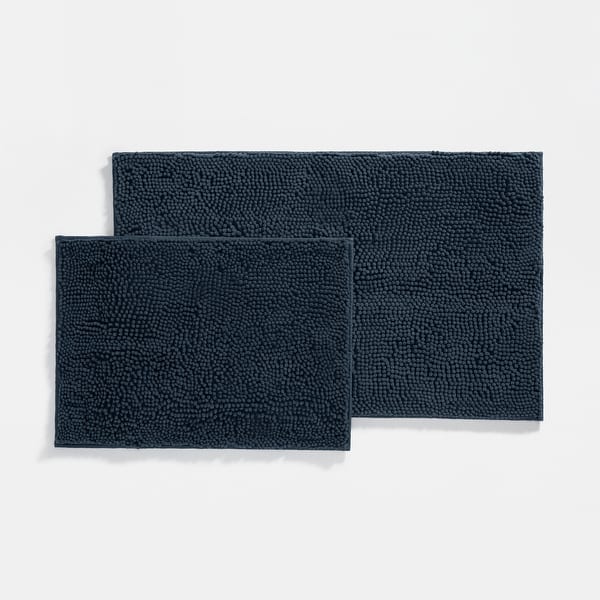 slide 2 of 9, Becky Cameron 2-Pack Ultra Soft Chenille Bath Mats (1) 24" x 17" & (1) 34"x 21" - Navy