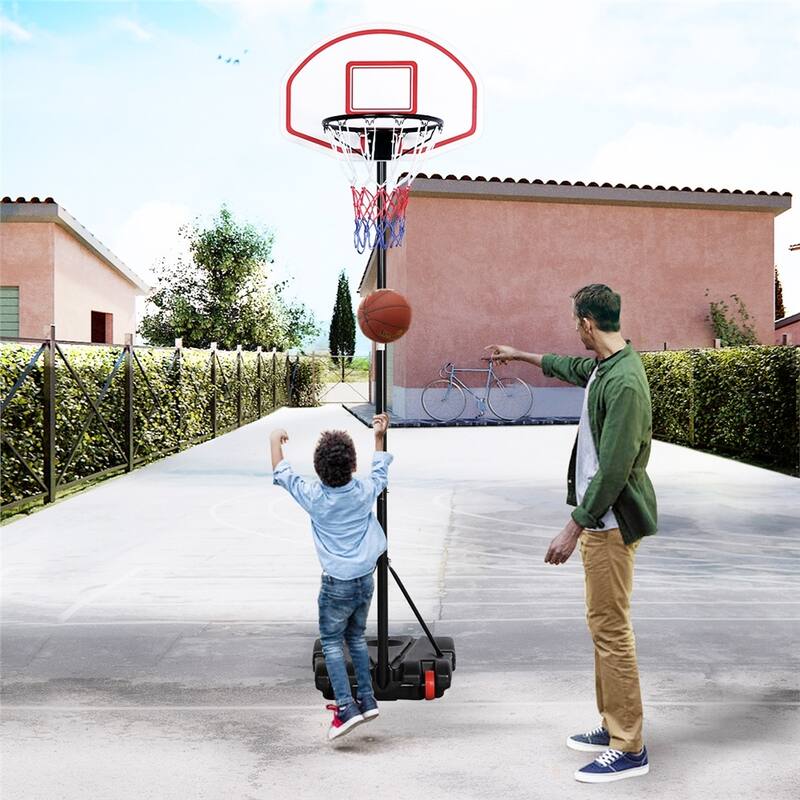 Yaheetech 5.2-7 ft Portable Basketball Hoop System for Youth Outdoor - Red