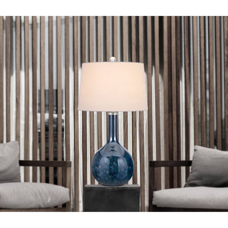 Kemi 29" Height Deep Blue Glass Table Lamp - One Size