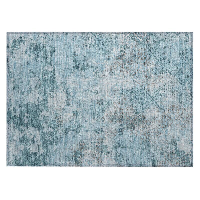 Machine Washable Indoor/ Outdoor Chantille Distressed Traditional Rug