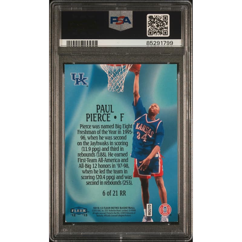 Paul Pierce 2012 Fleer Retro Mystique Raise the Roof Card #6 Graded PSA 6 80/100 - 8'6" x 11'6"