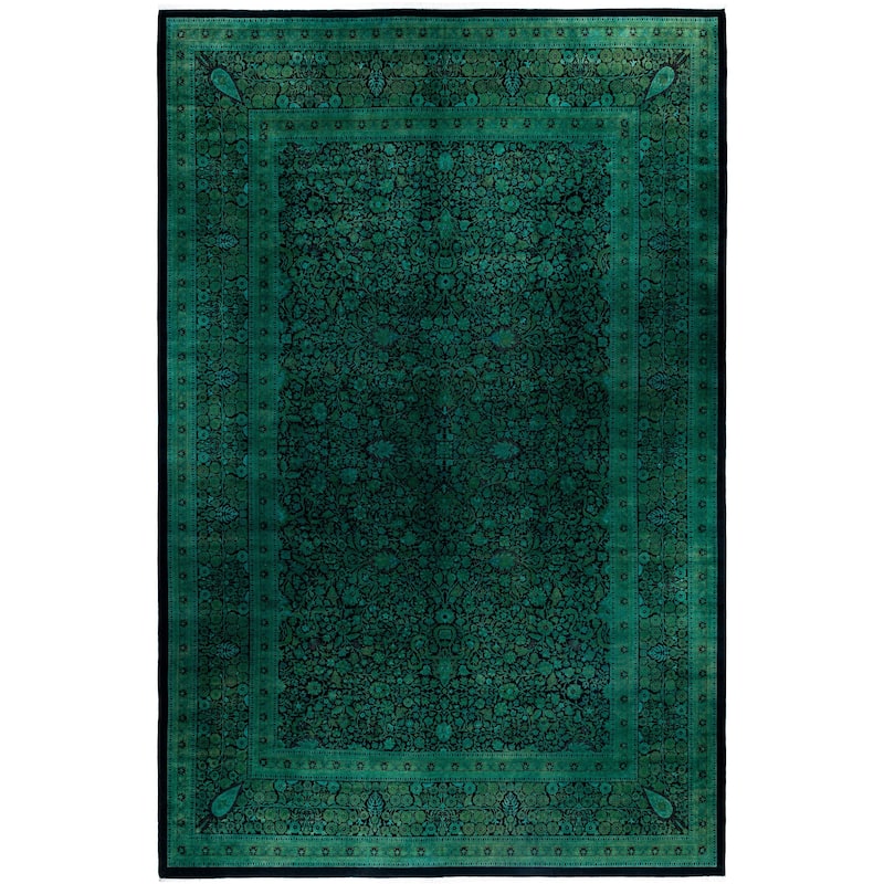 Overdyed One-of-a-Kind Hand-Knotted Area Rug - Green - 12' 0" x 18' 7"
