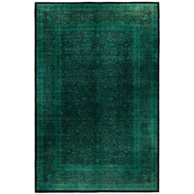 Overdyed One-of-a-Kind Hand-Knotted Area Rug - Green - 12' 0" x 18' 7"