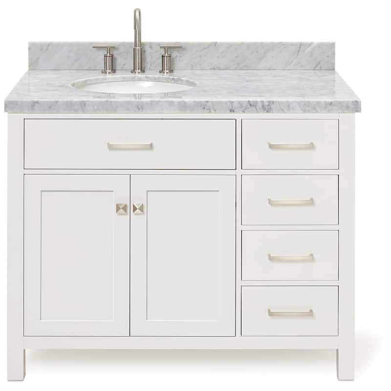 Ariel H043SLCWOVO Bristol 43" Free Standing Single Oval Basin Vanity - White - Colored