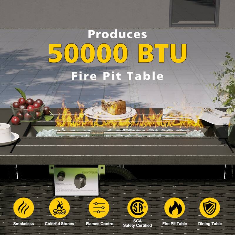 AOXUN Wicker Rattan Outdoor Sectional Sofa Set with Coffee Table