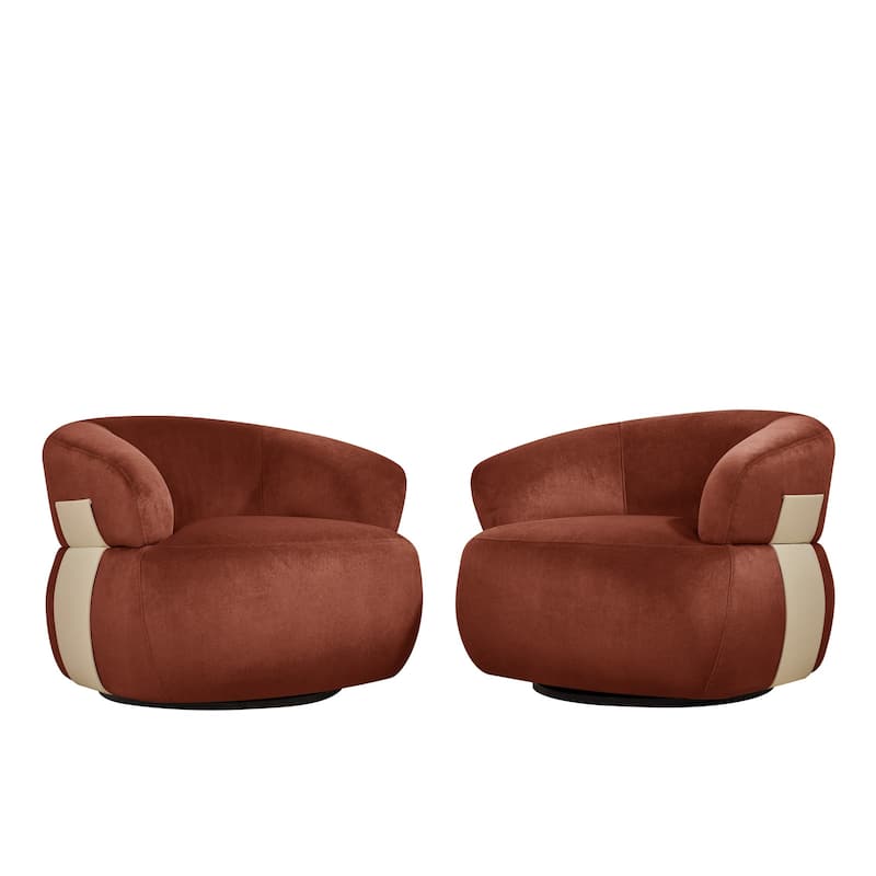 Kieon 33"W 360 Swivel Barrel Chair Modern Accent Chair Set of 2