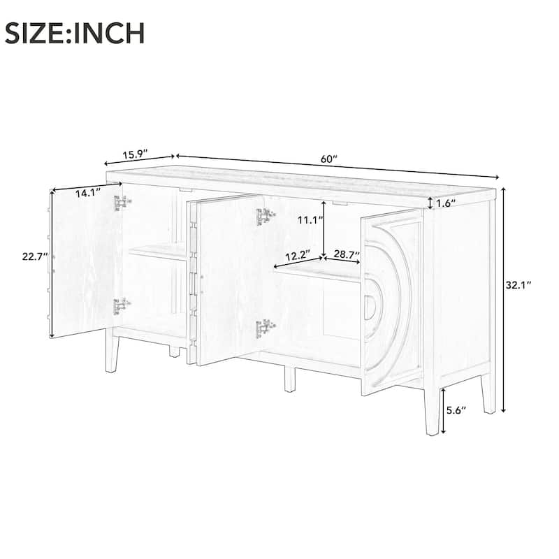TREXM Retro Sideboard door with Circular Groove Design