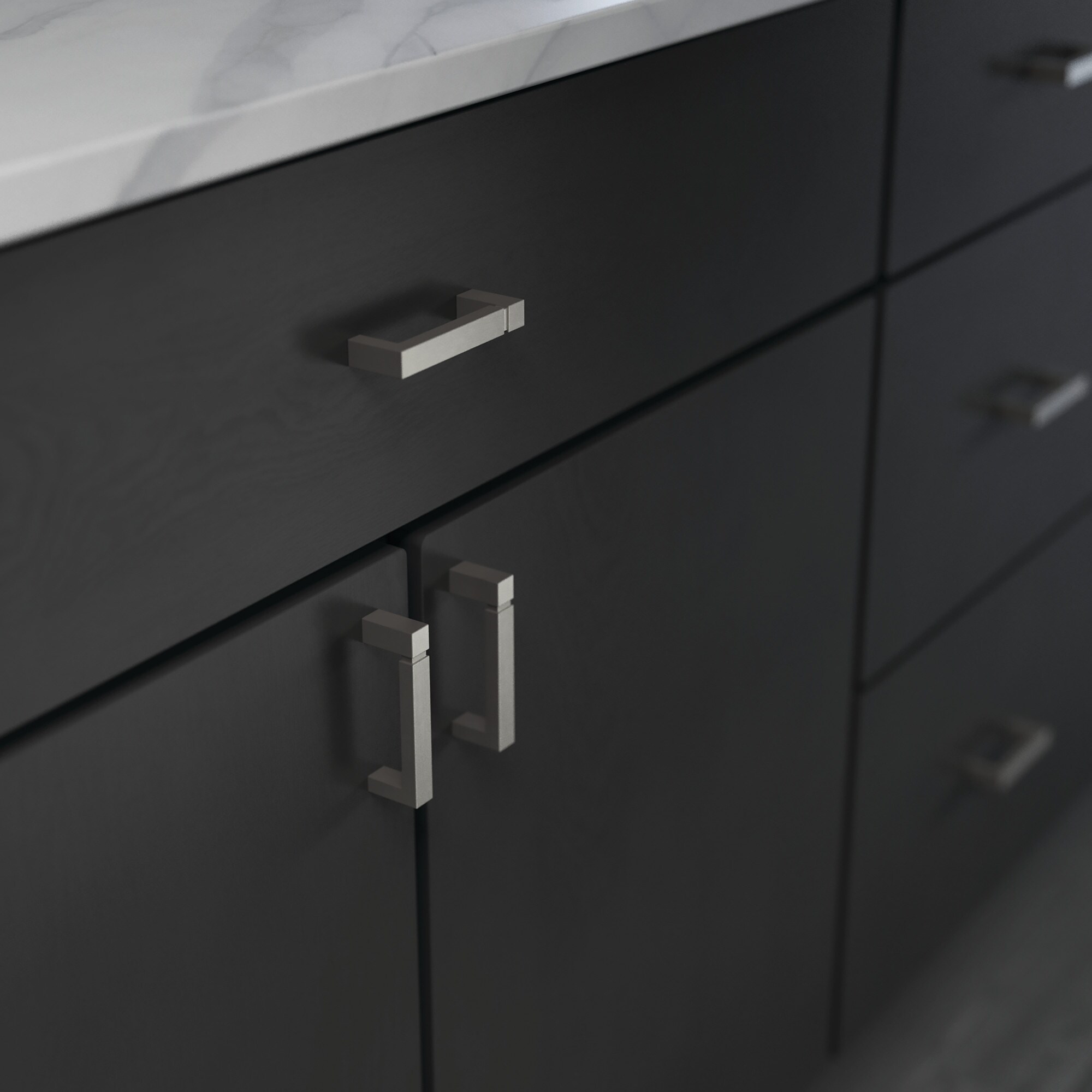 76mm 3-Inch 10-Pack Flat Black Franklin Brass P40822K-FB-C Asymmetric Notched Kitchen or Furniture Cabinet Hardware Drawer Handle Pull