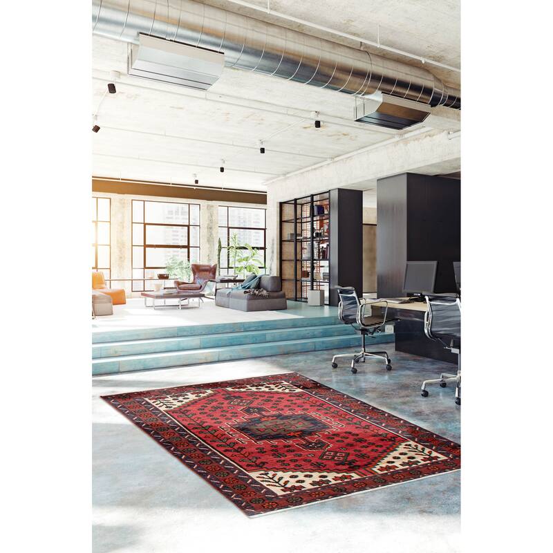 ECARPETGALLERY Hand-knotted Andelz Red Wool Rug - 3'1 x 4'9