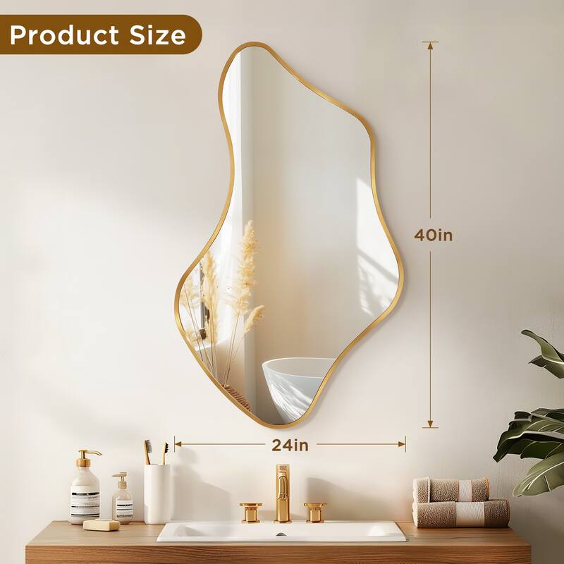 Irregular Asymmetric Aluminum Alloy Framed Wall Mirror